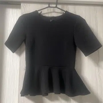 H&M 블랙 페플럼 반팔 상의 블라우스 XS 여성용