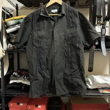 90년대 SILVER CREST 쿠바 셔츠 L 블랙