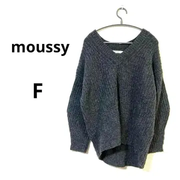 MOUSSY 다크 그레이 V넥 스웨터 긴팔 F