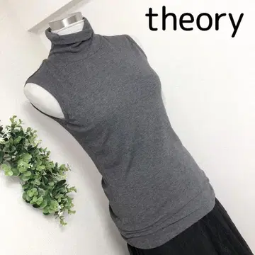 theory 띠어리의 그레이 슬리브리스 하이넥 상의 S