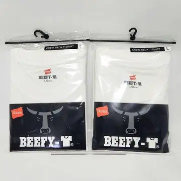Hanes BEEFY-T 비피 티셔츠 반팔 L 화이트 2매 세트