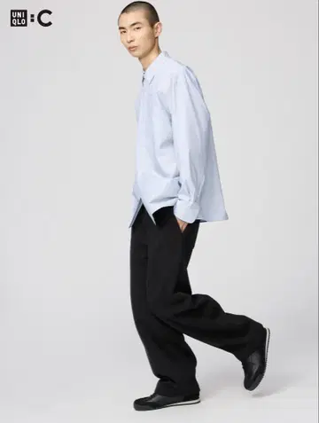 [컨디션 최상] UNIQLO C 스웨트 와이드 팬츠 블랙 M 유니클로C