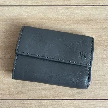 미사용급 HIROFU 3단 지갑 H 로고 그레이 가죽 로고