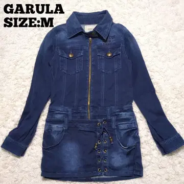 GARULA 긴팔 데님 원피스 인디고 블루 M 헤이세이 갸루
