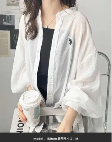 U.S. POLO ASSN. ] M 밴드 칼라 원포인트 자수 시어 셔츠