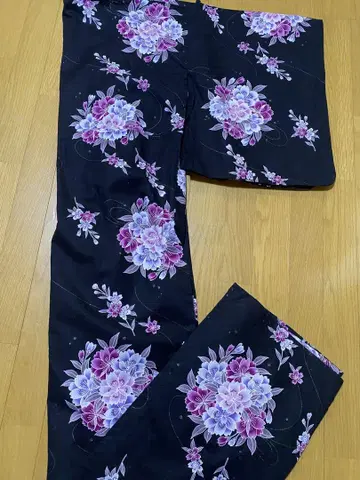 유카타 꽃무늬 블랙
