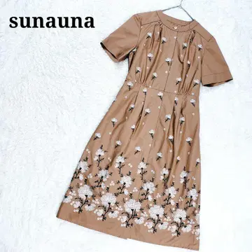 sunauna 수나우나 꽃무늬 자수 백리본 벨트 원피스