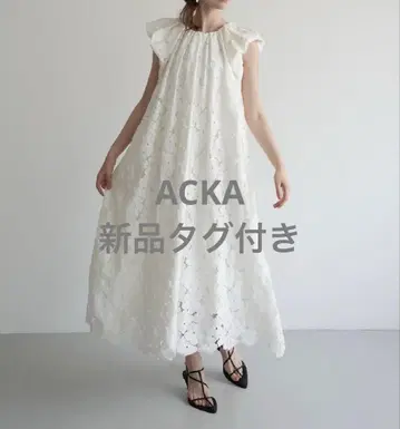acka flower 레이스 드레이프 원피스 택 포함 새상품