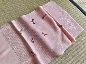 여름용 오비 장식 천 핑크, 짙은 보라색 잠자리 패턴