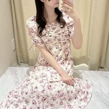 evelyn 오리지널 꽃무늬 롱 OP 원피스 핑크 에블린