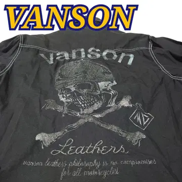새상품급 VANSON 밴슨 워크 셔츠 블랙 스컬 해골 자수 L