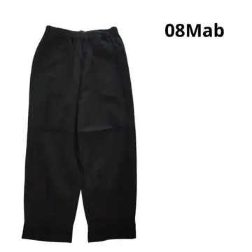 08Mab 린넨 혼방 팬츠 턱 디테일 허리밴딩 끈 블랙 컬러 프리 사이즈