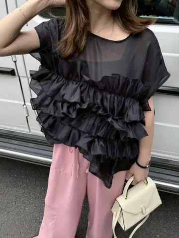 Myu 오간자 프릴 튜닉