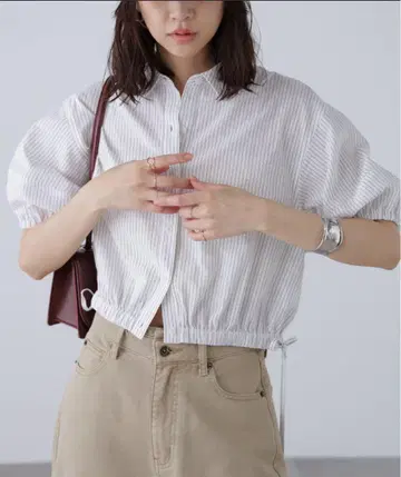 FREE'S MART 스트라이프 셔츠 숏 기장
