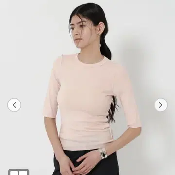 h beauty&youth 시어 플라이스 하프 슬리브 티셔츠