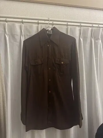 80년대 시어 셔츠 브라운 카라 심지 독일제 빈티지