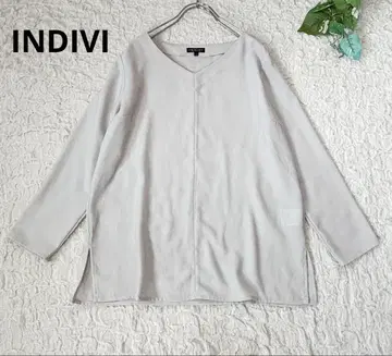 INDIVI 인디비*V넥 블라우스 풀오버 그레이 M