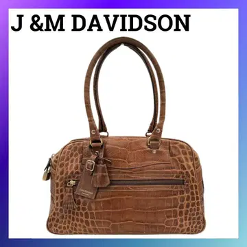 J&M 데이비드슨 악어 엠보싱 보스턴 핸드백 브라운 비비