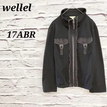 wellel [ 17ABR ] 빅 사이즈 집업 재킷 이소재 조합 블랙