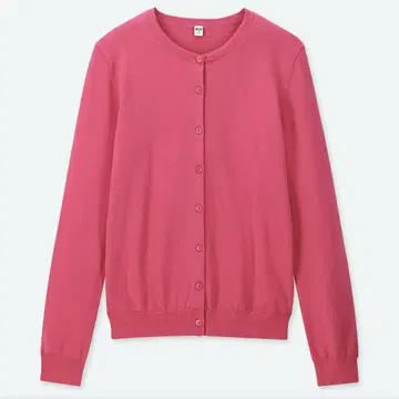 유니클로 UV컷 수피마 코튼 크루넥 가디건 (긴팔) [L] 핑크