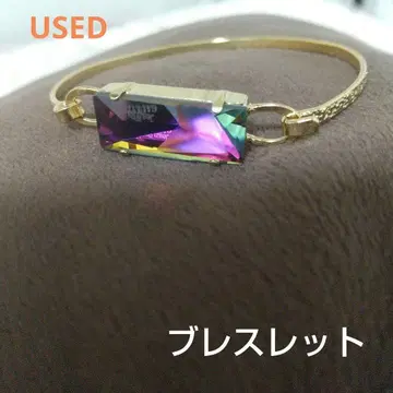 USED 멀티컬러 스톤 골드 뱅글 팔찌 a0328
