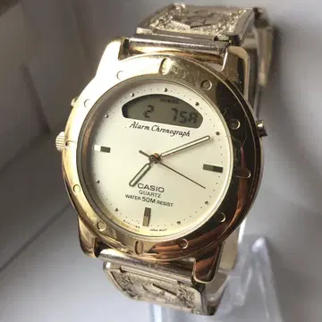 CASIO 알람 크로노그래프 데지아나 골드 새 배터리 작동품