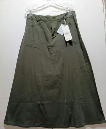 하그유 A라인 스커트 코튼 2L 사이즈 카키색 택 포함 새상품
