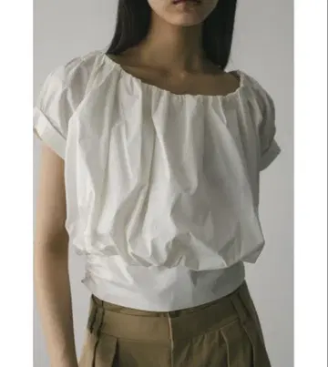 STYLEMIXER 숄더 개더 상의 S 화이트
