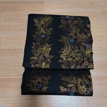 블랙 꽃무늬 실크 오비 장식 천