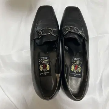 MIHAMA 미하마 로퍼 블랙 천연 가죽 체인 장식 여성용