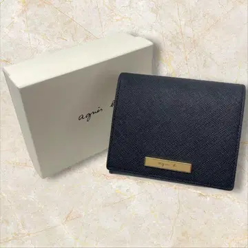 agnes b. 아녜스베 접이식 지갑 블랙 플레이트 블랙 지갑