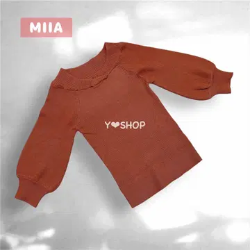 5부 소매 4WAY 리브 니트 V넥 U넥 하프 소매 MIIA 미아