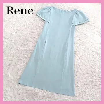 컨디션 최상 RENE 르네 펄 썸머 니트 블루 반팔 원피스 34