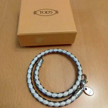 TOD'S 땋은 팔찌 화이트/실버