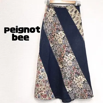 peignot bee 패치워크 롱 스커트 꽃무늬 레트로 한국제