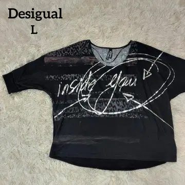Desigual 데시구알 티셔츠 5부 소매 레오파드 그래픽 L