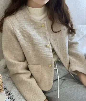 LAUIR 금장 버튼 트위드 재킷 S