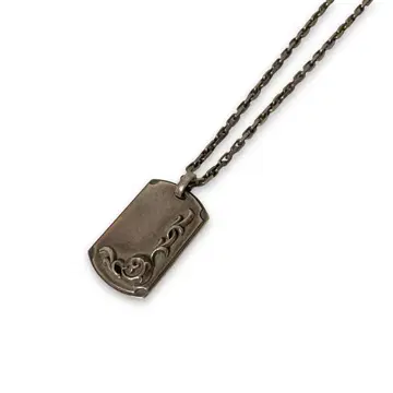 AQUA SILVER tribal dog tag necklace 925