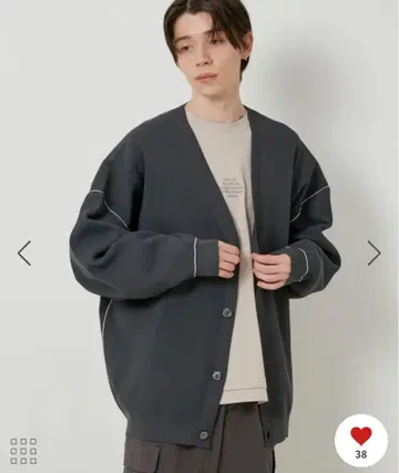 새상품급 JUNRED 리브 니트 오버 사이즈 가디건 차콜 S