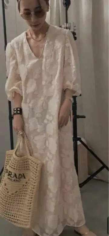 아메리 FLOWER JACQUARD STRAIGHT DRESS
