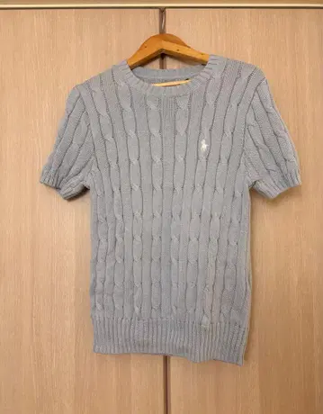POLO RALPH LAUREN 케이블 니트탑 반팔