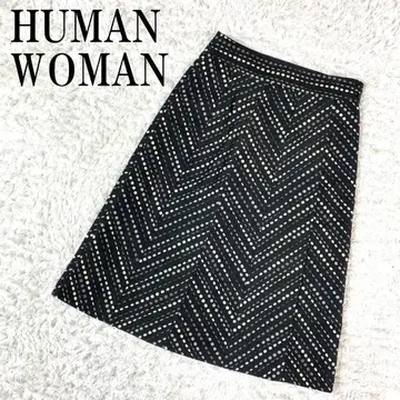 HUMAN WOMAN 타이트 플레어 스커트 올 패턴 블랙 S B2238
