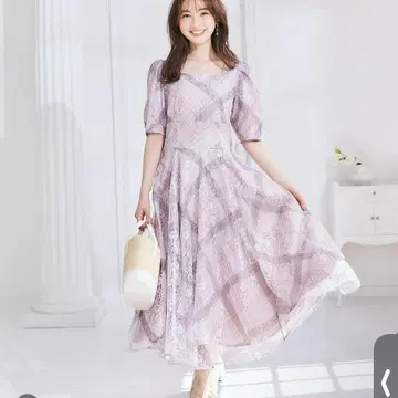 레이스 체크 원피스