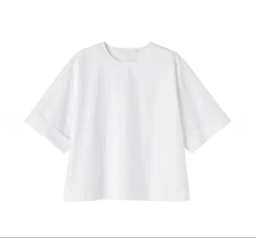 새상품 무인양품 잘 마르는 브로드 5부 소매 블라우스 화이트