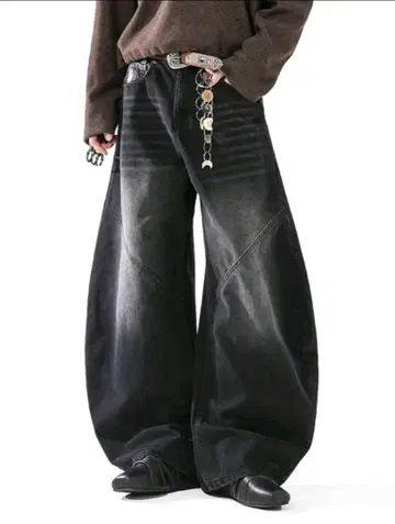 블랙 배기 데님 manes jaded london bigboy 스타일