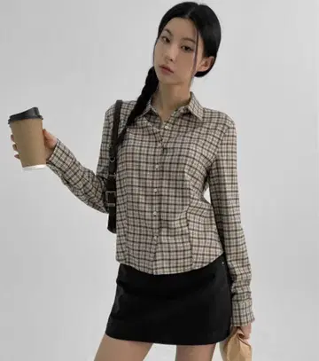 BLACKUP 버니 체크 셔츠