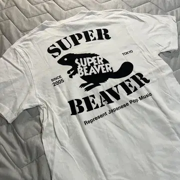 [ SUPER BEAVER ] 백드롭 티셔츠 L 사이즈 화이트