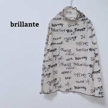 brillante 티셔츠 시어 하이넥 메로우 리브 영문 프린트