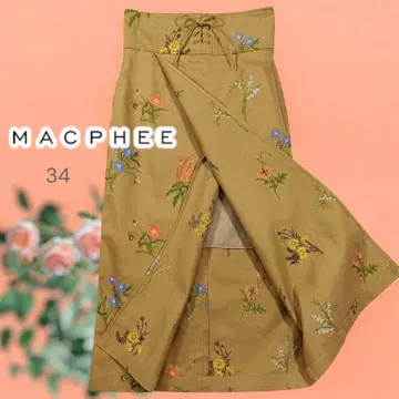 MACPHEE 맥피 플라워 자수 하이웨스트 롱 스커트