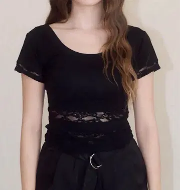 이론 yilon LACE DOCKING TEE black
